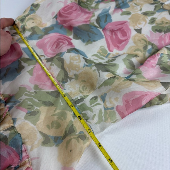 Vintage Silk Gillian Drop Waist Ruffle Floral Dress - Picture 7 of 9